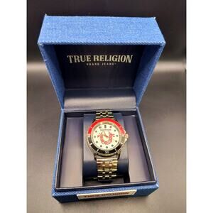 True Religion Round Two-Tone Bezel Watch, 43mm, New in Box